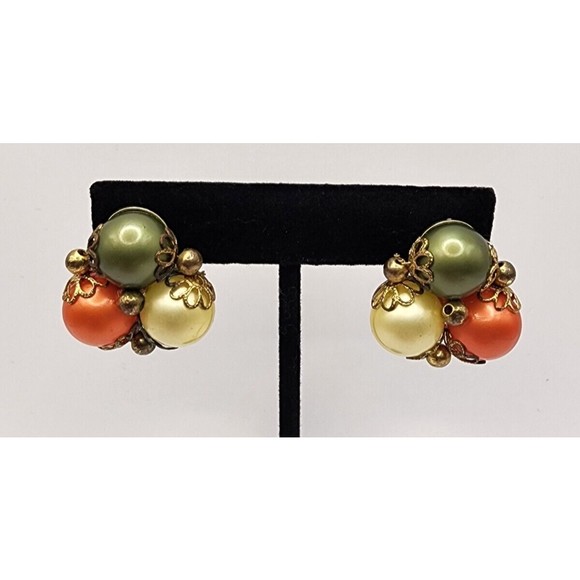 Vintage Clip-on Beaded Earrings - Picture 1 of 4